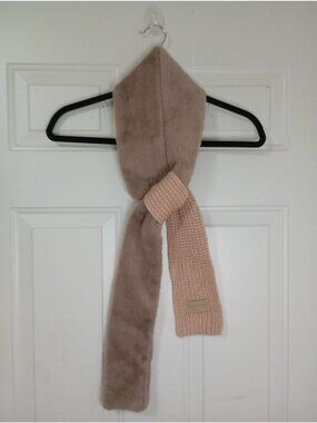 Faux Fur Knit Scarf In Light Brown Soft Stylish Winter Accessory By Beloved